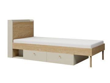 Кровать YUKI REG 13 90*200 см Серо-бежевая/Дуб масличный JUREK MEBLE