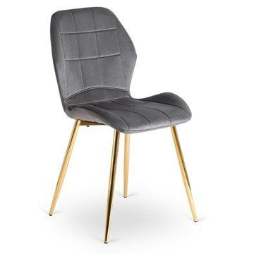 Стул MEBEL ELITE IRYS Серый велюр на золотых ножках