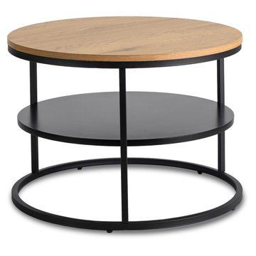 Журнальный стол MEBEL ELITE BEST Marmur 70*70 см Дуб/Черный
