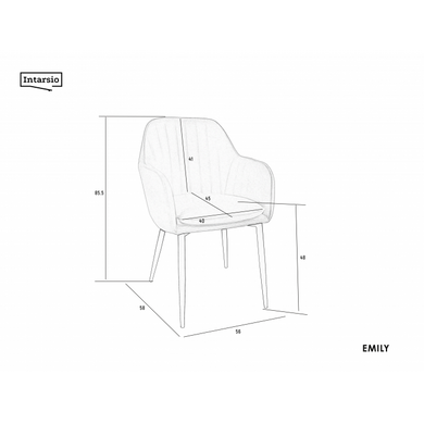Стілець INTARSIO EMILY чорний каркас/світло-сірий тк.