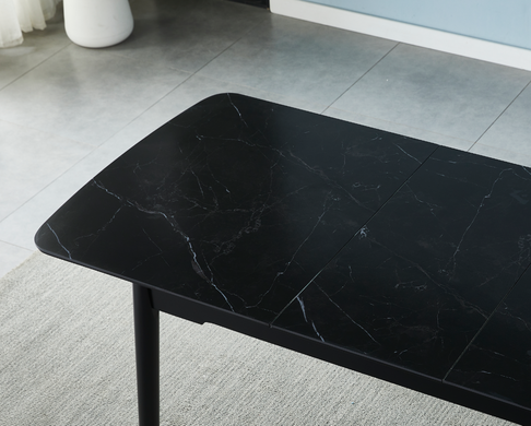 Стол INTARSIO BERLIN CERAMIC 140(180)*80 черный мат/черный каркас
