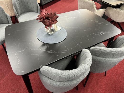 Стол INTARSIO BERLIN CERAMIC 140(180)*80 черный мат/черный каркас
