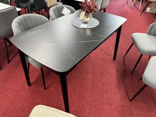 Стол INTARSIO BERLIN CERAMIC 140(180)*80 черный мат/черный каркас