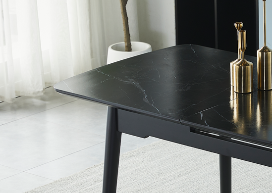 Стол INTARSIO BERLIN CERAMIC 140(180)*80 черный мат/черный каркас