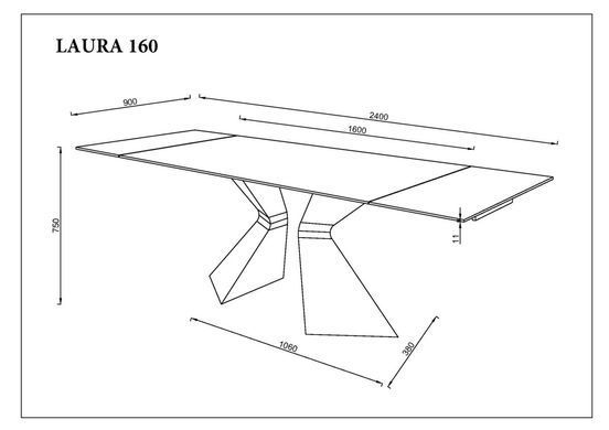 Стіл INTARSIO LAURA CERAMIC 160(240)*90 Білий мат/Білий