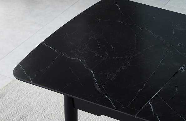 Стол INTARSIO BERLIN CERAMIC 140(180)*80 черный мат/черный каркас