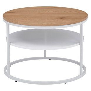 Журнальний стіл MEBEL ELITE BEST Marmur 70*70 см Дуб / Білий