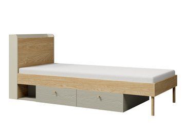 Кровать YUKI REG 13 90*200 см Серо-бежевая/Дуб масляный/Эвкалиптовый JUREK MEBLE