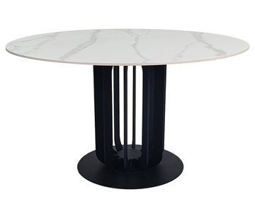 Стол INTARSIO OLYMPIA CERAMIC 130 см Белый мат/Черный