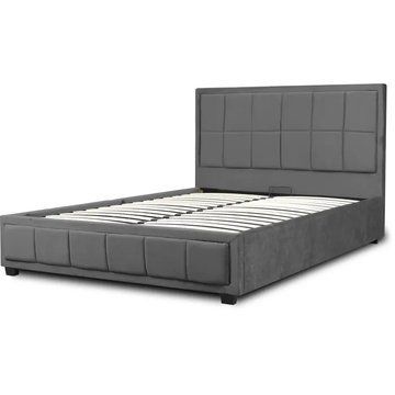Кровать двуспальная бархатная MEBEL ELITE CARLOS Velvet 140x200 см серый