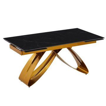 Стол раскладной MEBEL ELITE LUIGI 160-240х91 см Черный/Золото