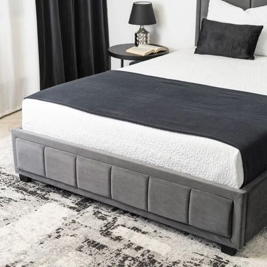 Ліжко двоспальне оксамитове MEBEL ELITE CARLOS Velvet140x200 см сірий