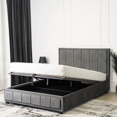 Ліжко двоспальне оксамитове MEBEL ELITE CARLOS Velvet140x200 см сірий