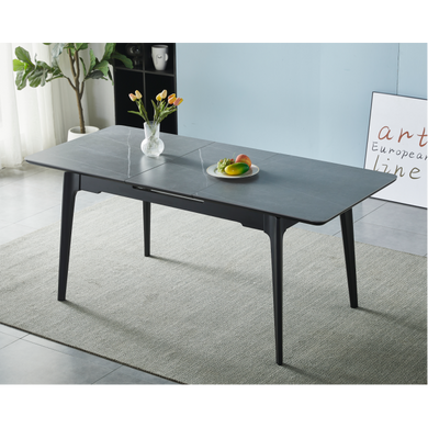 Стол INTARSIO BERLIN CERAMIC 111(140)*75 серый мат/черный каркас