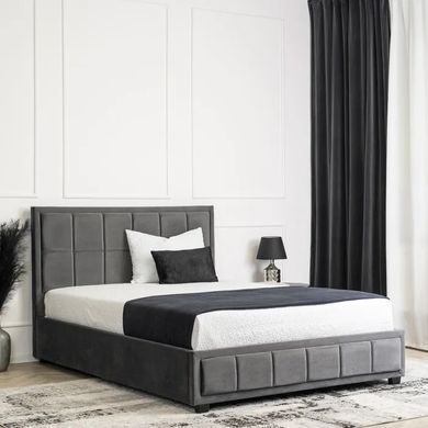 Ліжко двоспальне оксамитове MEBEL ELITE CARLOS Velvet140x200 см сірий