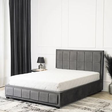Ліжко двоспальне оксамитове MEBEL ELITE CARLOS Velvet140x200 см сірий