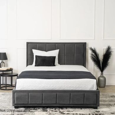Ліжко двоспальне оксамитове MEBEL ELITE CARLOS Velvet140x200 см сірий