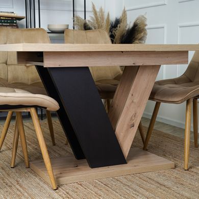 Стіл MEBEL ELITE CLARK 120-160 см Дуб Артизан / Чорний