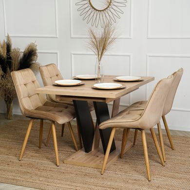Стіл MEBEL ELITE CLARK 120-160 см Дуб Артизан / Чорний