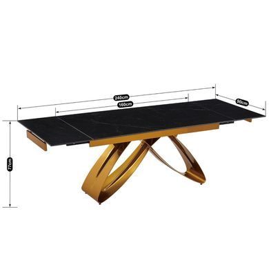 Стол раскладной MEBEL ELITE LUIGI 160-240х91 см Черный/Золото