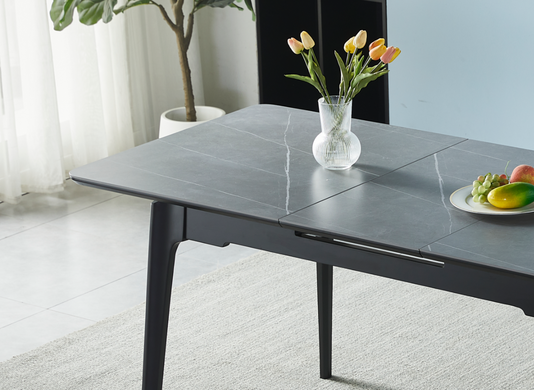 Стол INTARSIO BERLIN CERAMIC 111(140)*75 серый мат/черный каркас