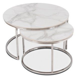 Комплект журнальних столів Mebel Elit AMARA MAX Marmur 80*45.5 см+60*40,5 см Білий