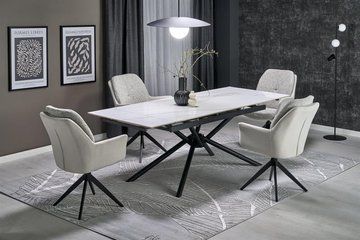Стіл VITORINO 160(220)x90 см Кераміка Білий Мармур HALMAR