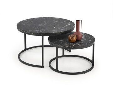Комплект журнальних столиків JAVA 79x79 см Чорний HALMAR