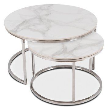 Комплект журнальных столов Mebel Elit AMARA MAX Marmur 80*45.5 см+60*40,5 см Белый