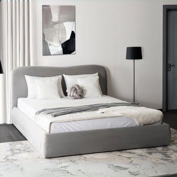 Кровать MEBEL ELITE BRISTOL Welur 180x200 см Серый