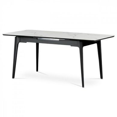 Стол INTARSIO BERLIN CERAMIC 111(140)*75 белый глянец/черный каркас