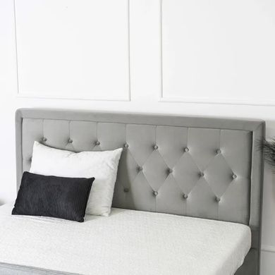 Ліжко двоспальне оксамитове MEBEL ELITE CROS Velvet 160x200 см Сірий
