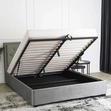 Ліжко двоспальне оксамитове MEBEL ELITE CROS Velvet 160x200 см Сірий