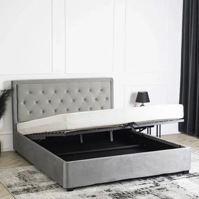 Ліжко двоспальне оксамитове MEBEL ELITE CROS Velvet 160x200 см Сірий