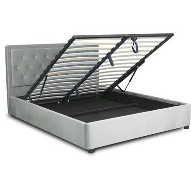 Ліжко двоспальне оксамитове MEBEL ELITE CROS Velvet 160x200 см Сірий