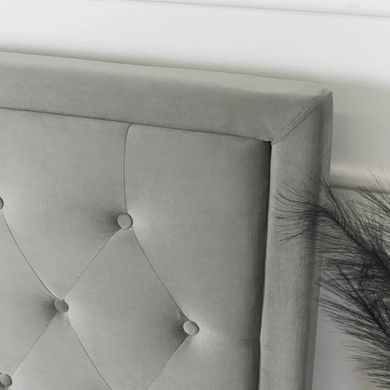 Ліжко двоспальне оксамитове MEBEL ELITE CROS Velvet 160x200 см Сірий