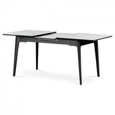 Стол INTARSIO BERLIN CERAMIC 111(140)*75 белый глянец/черный каркас
