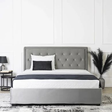Ліжко двоспальне оксамитове MEBEL ELITE CROS Velvet 160x200 см Сірий
