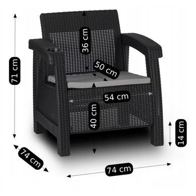 Комплект садовой мебели MEBEL ELITE OKLAND Черный