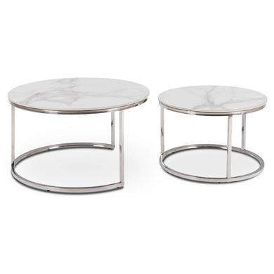 Комплект журнальних столів Mebel Elit AMARA MAX Marmur 80*45.5 см+60*40,5 см Білий