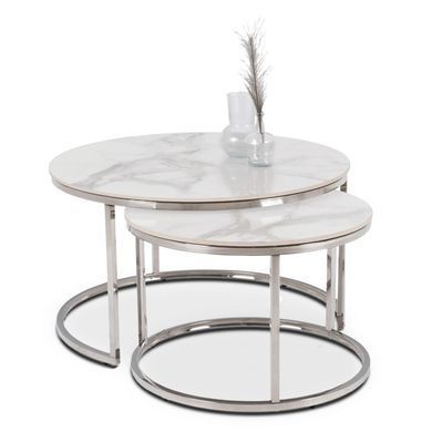 Комплект журнальних столів Mebel Elit AMARA MAX Marmur 80*45.5 см+60*40,5 см Білий