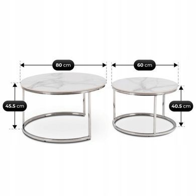 Комплект журнальних столів Mebel Elit AMARA MAX Marmur 80*45.5 см+60*40,5 см Білий