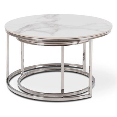 Комплект журнальних столів Mebel Elit AMARA MAX Marmur 80*45.5 см+60*40,5 см Білий