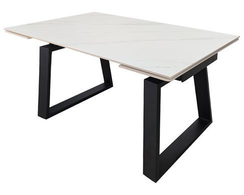 Стол INTARSIO BERNARD CERAMIC 140(200)*90 Белый мат/Черный