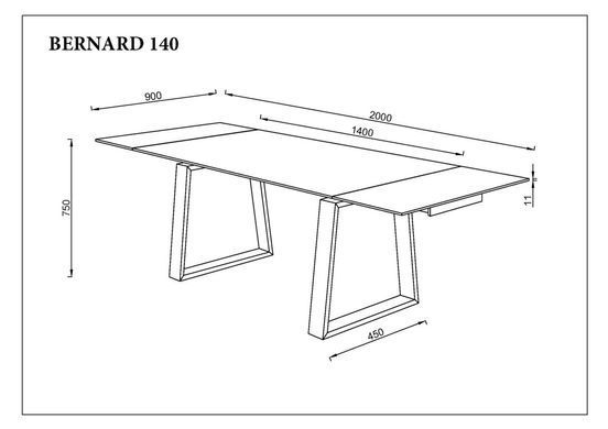 Стол INTARSIO BERNARD CERAMIC 140(200)*90 Белый мат/Черный