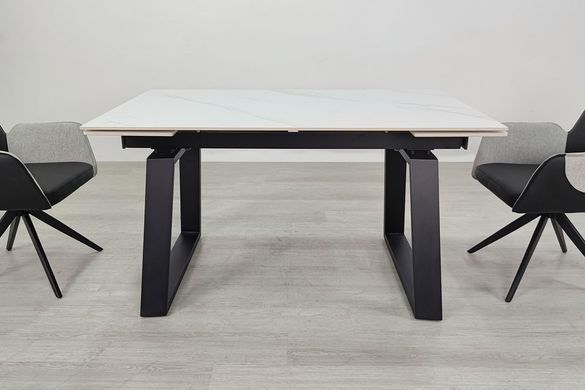 Стол INTARSIO BERNARD CERAMIC 140(200)*90 Белый мат/Черный