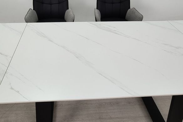 Стол INTARSIO BERNARD CERAMIC 140(200)*90 Белый мат/Черный