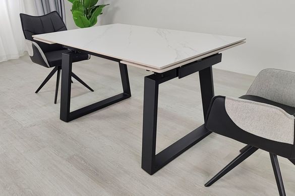 Стол INTARSIO BERNARD CERAMIC 140(200)*90 Белый мат/Черный