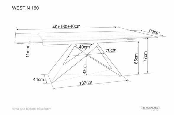 Стіл Westin Ceramic OSSIDO BRUNO 160(240)X90 см Коричневий  Мат / Чорний SIGNAL