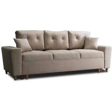Диван 3-х местный бархатный MEBEL ELITE EMIL Velvet 230 см бежевый